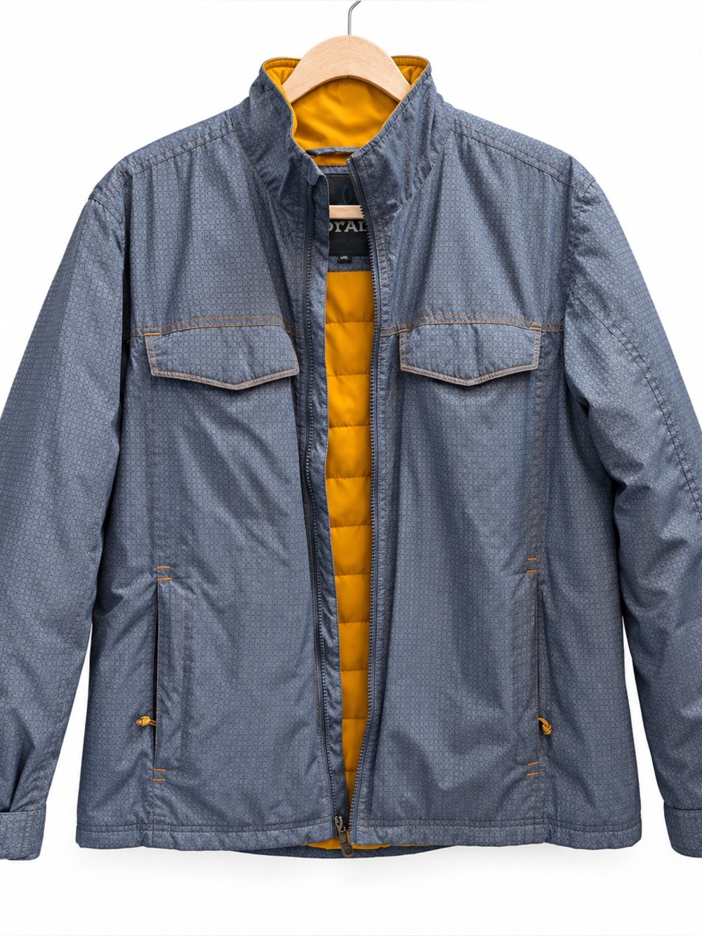 prAna Blue Gray Patterned Quilted Lined Full Zip Jacket Large